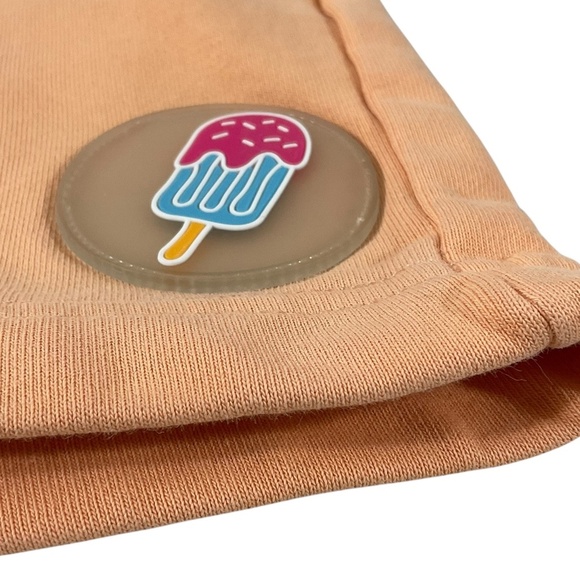 Eubi Peach Popsicle Shorts Size Medium Cotton Drawstring Ice Cream Patch - Picture 8 of 12
